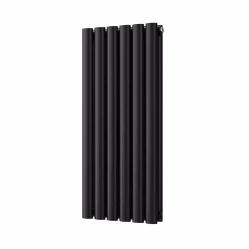 UK Radiators Omeara Black Elliptical Tube Horizontal Designer Radiator, H: 80 cm, W: 34.8 cm – 2