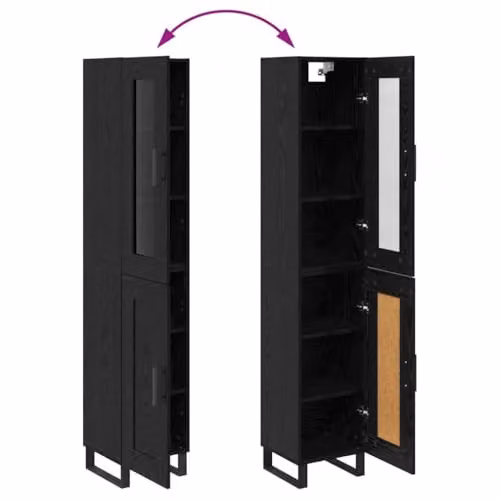 vidaXL Modern Tall Unit in Black with Wood and Metal Finish, W/D/H: 34.5 x 34.0 x 180.0 cm – 4