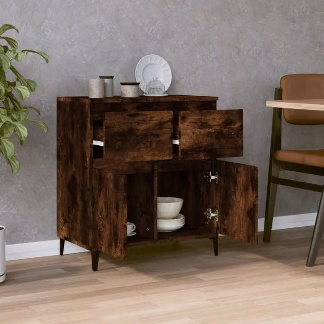 Berkfield Home Smoked Oak Sideboard in Brown, W/D/H: 60 x 35 x 70 cm