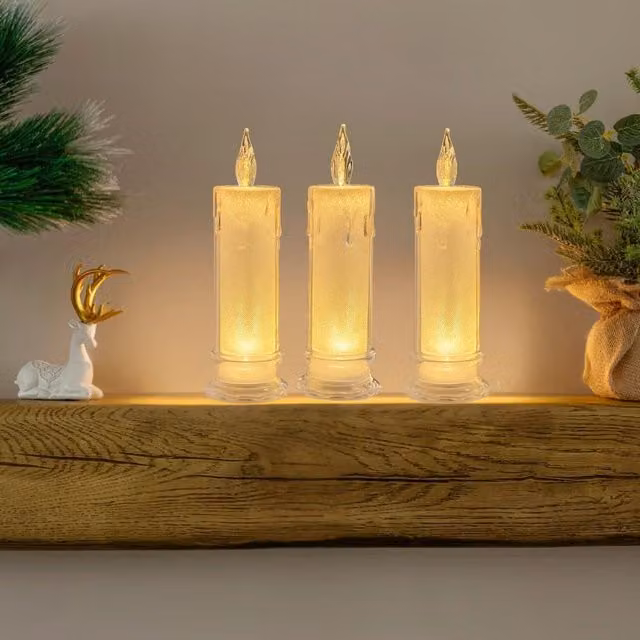 Marco Paul Set of 3 White LED Flameless Round Pillar Candles