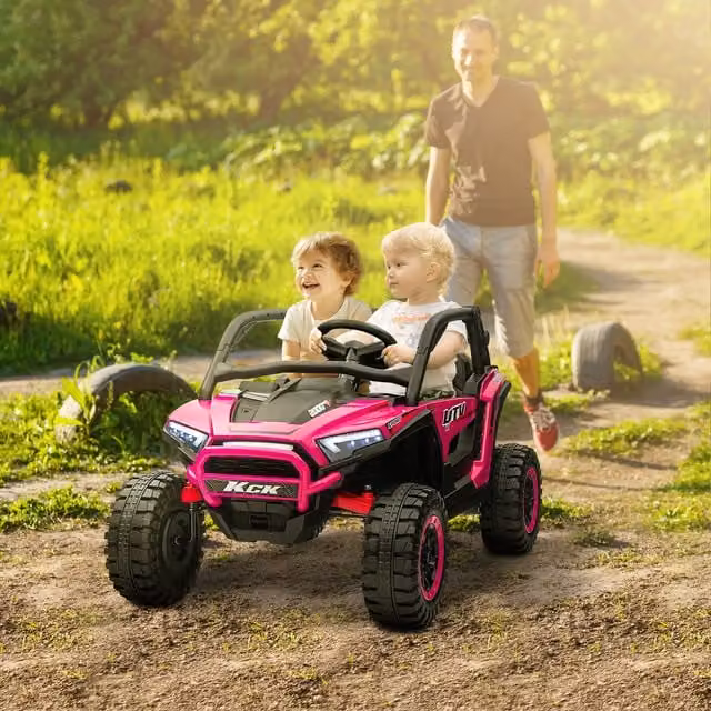AIYAPLAY 2 Seater 24V 7AH Pink Ride on Electric Truck with Suspension