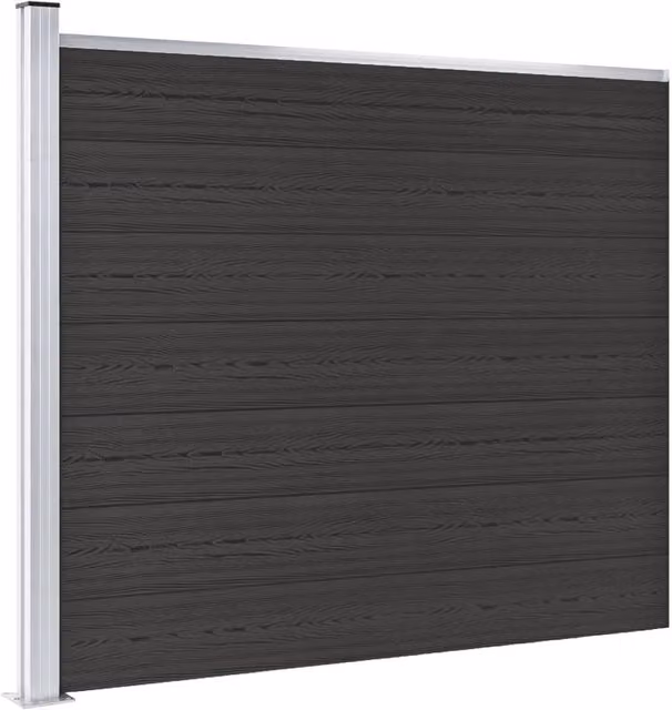 Berkfield Home WPC Fence Panel, Black, H 175 cm x W 146 cm – 1