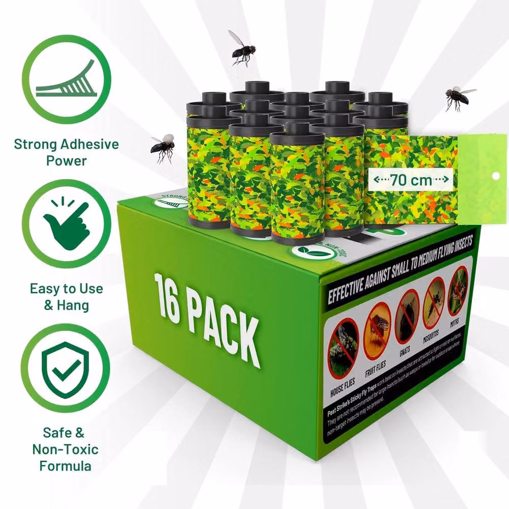 volila Green Sticky Fly Catcher Rolls for Moths, Flies, Mosquitos, Wasps and Ants, 16 Pack – 2