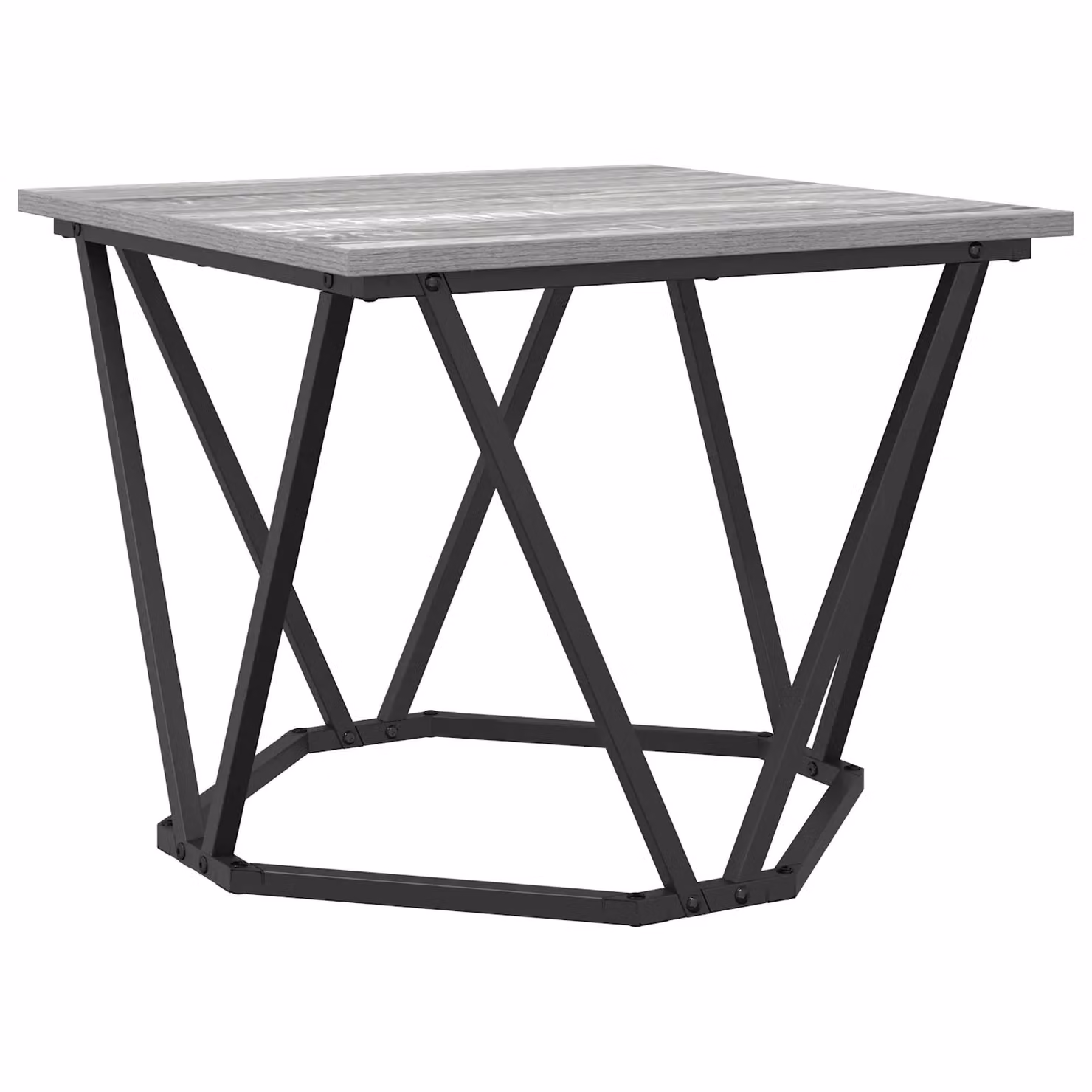 Berkfield Home Set of 3 Modern Grey Nested Square Side Tables with Metal X-Frame – 2