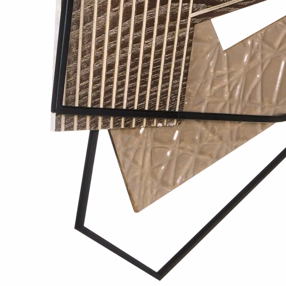 Wyld and Coco Brown Metal and Wood Abstract Geometric Wall Decor – 4