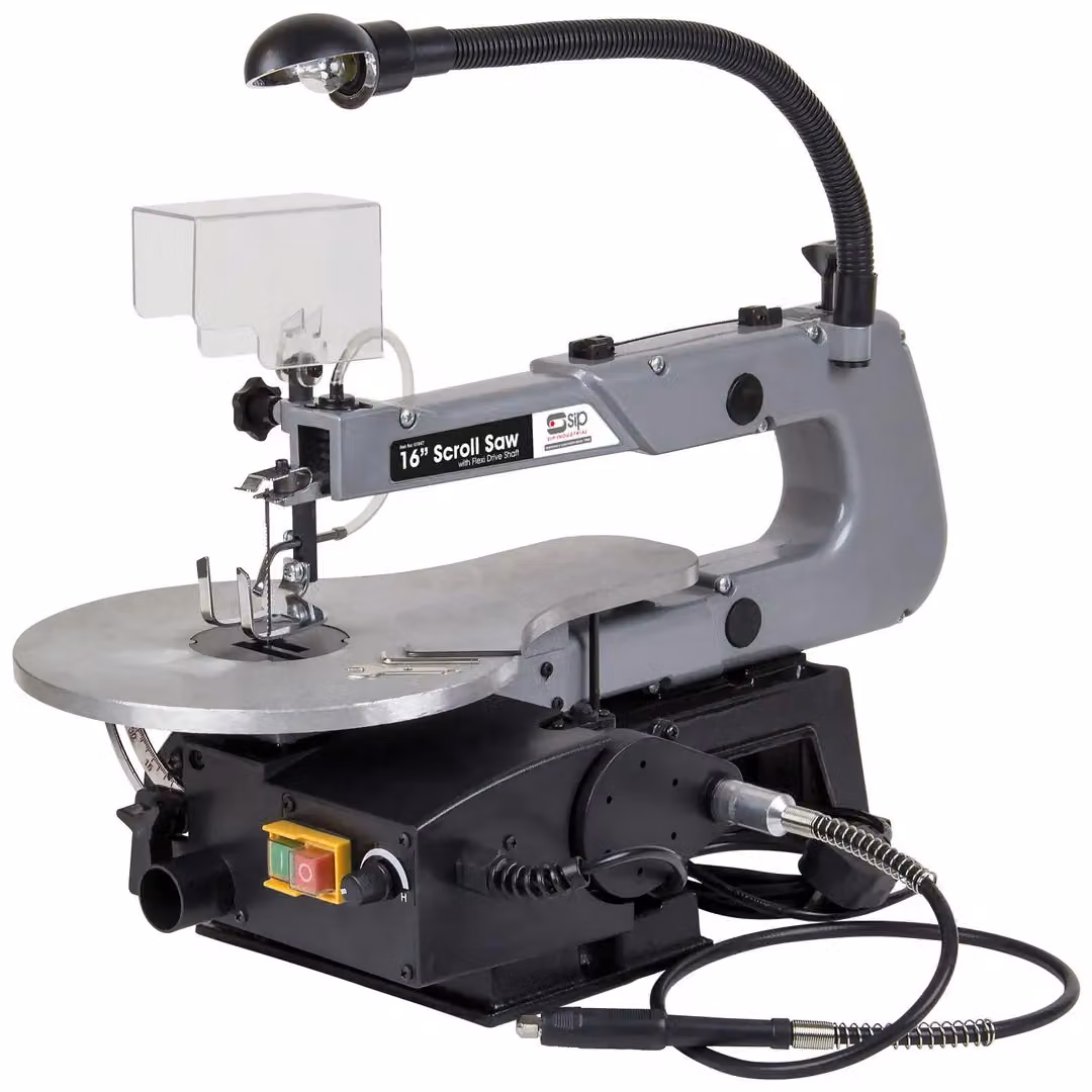 SIP 16 Inch Flexi Drive Scroll Saw in Silver and Multicolour, Aluminium Benchtop Model, Height: 40.6 cm – 2