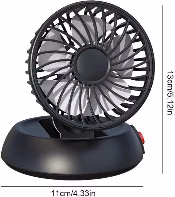 FLAVORA Portable 1 Head Car Cooling Air Fan with 360 Degree Rotation in Black