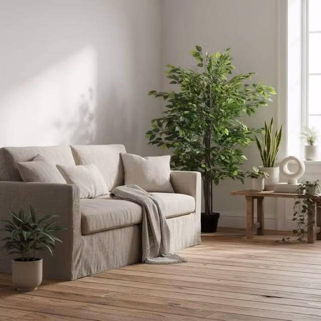 Wyld Haus Nito Artificial Banyan Style Tabletop Tree in a Light Green Decorative Pot – 1