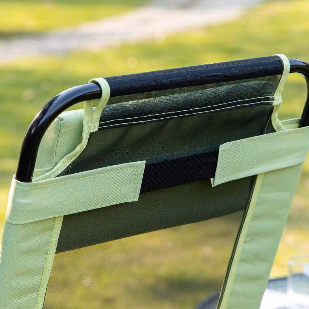 NESTLUNE Set of 2 Green Folding Garden Recliner Camping Chairs with Armrests – 2