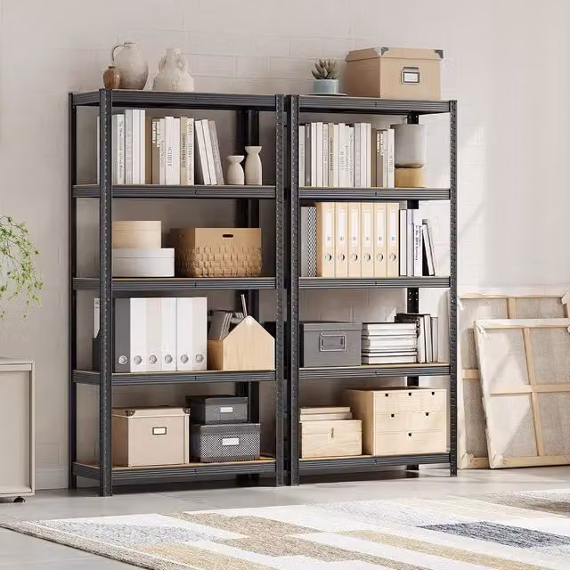 SONGMICS Heavy-Duty 5-Tier Adjustable Metal Shelving Unit in Black