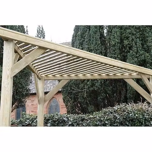 Forest Garden Modern Slatted Corner Wood Pergola in Brown – 3