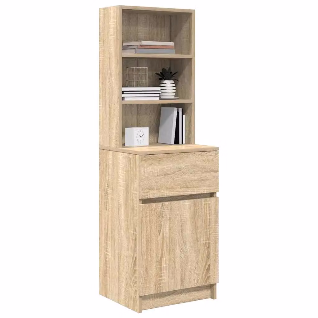 Berkfield Home Bedside Cabinet in Sonoma Oak with Glass Doors, W/D/H: 39 x 35 x 125 cm – 2