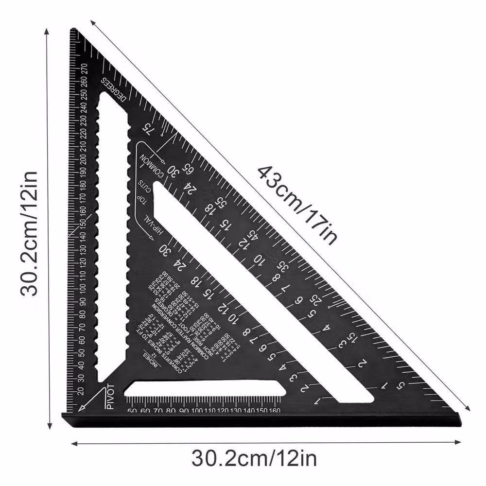 SPETLEK Aluminum Speed Square Triangle Ruler in Black, W: 1000 mm, H: 400 mm, D: 400 mm – 3