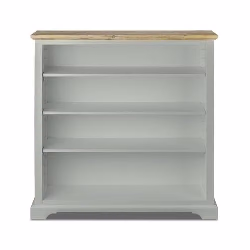 Statement Furniture Florence Bookcase in Sage Green with Limed Acacia Top and Adjustable Shelves, W: 120 cm, H: 124 cm, D: 33 cm