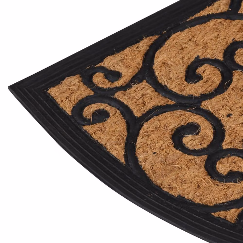 Berkfield Home Semicircular Half Round Door Mat in Brown, Rubber and Coir, W: 75 cm, D: 45 cm – 3