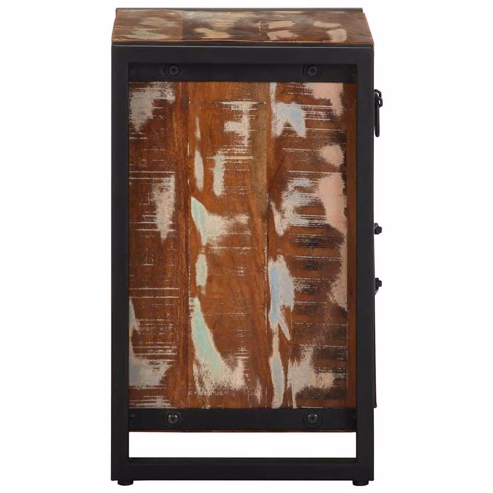 Berkfield Home Set of 2 Rustic Mango Wood Bedside Cabinets in Multicolour – 4