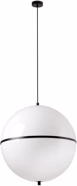 Faro Lab Netlighting Dome Globe Pendant Light in Black Gloss with White Shade, Diameter: 42 cm