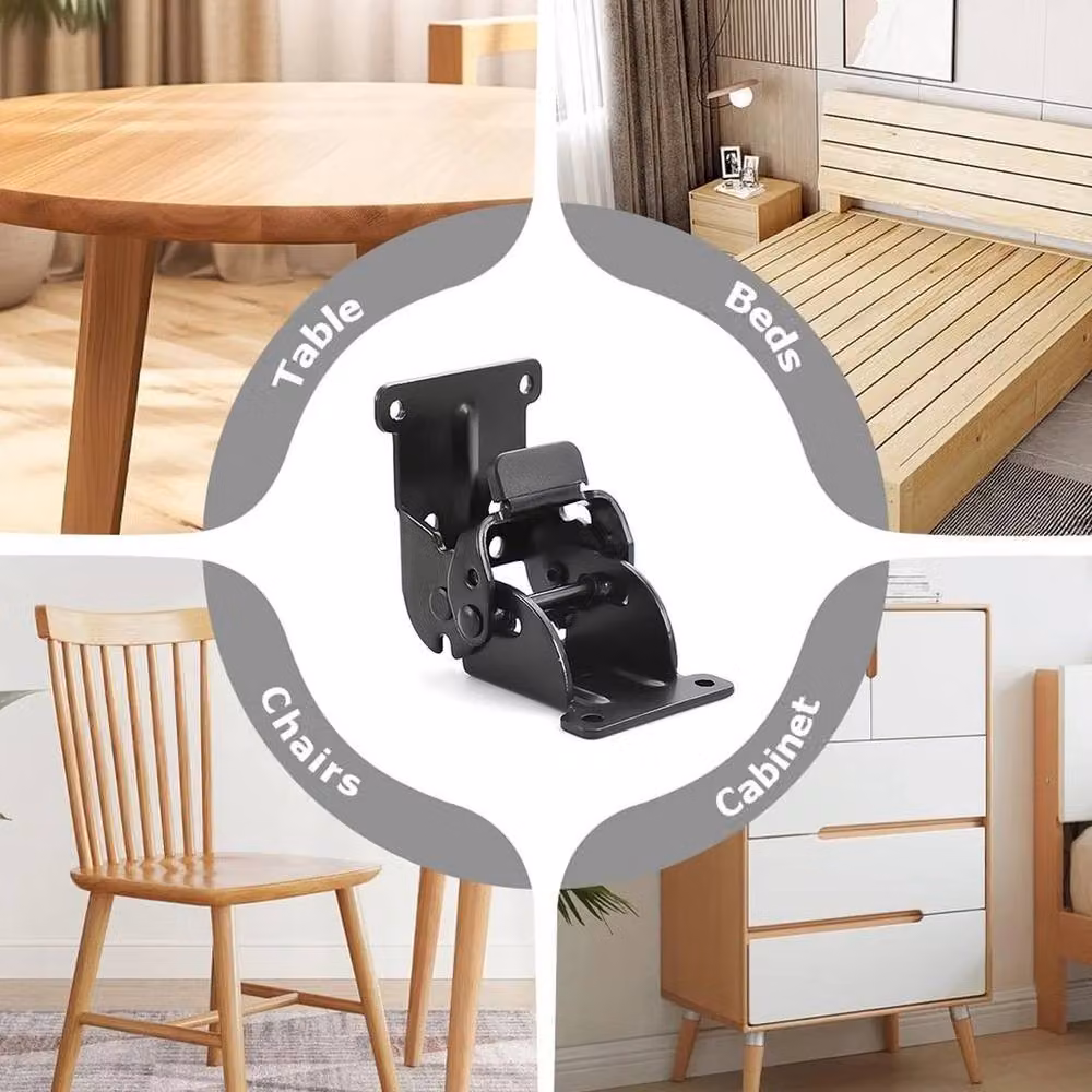 SPETLEK 4-Pack 90 Degree Self-Locking Folding Table and Chair Leg Hinges in Black – 6