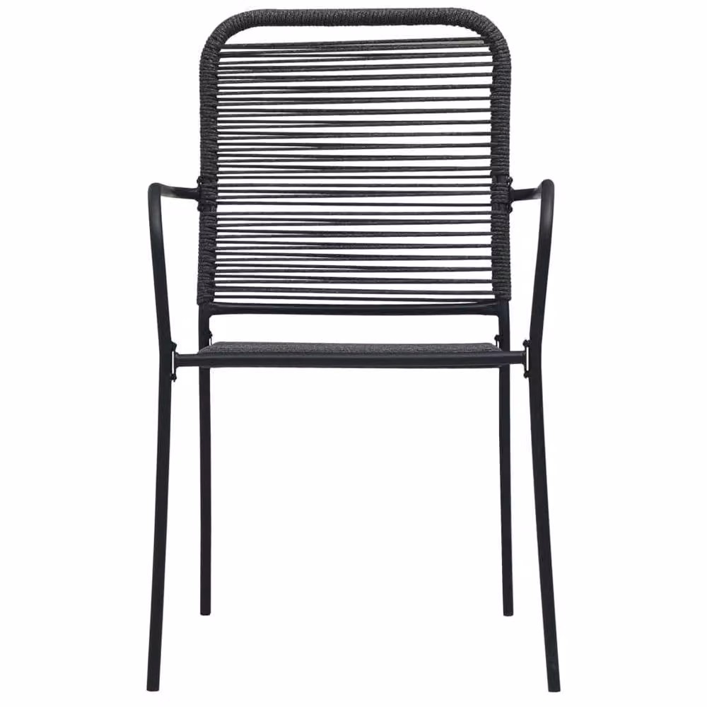 Berkfield Home 7 Piece Outdoor Dining Set in Black Cotton Rope and Steel