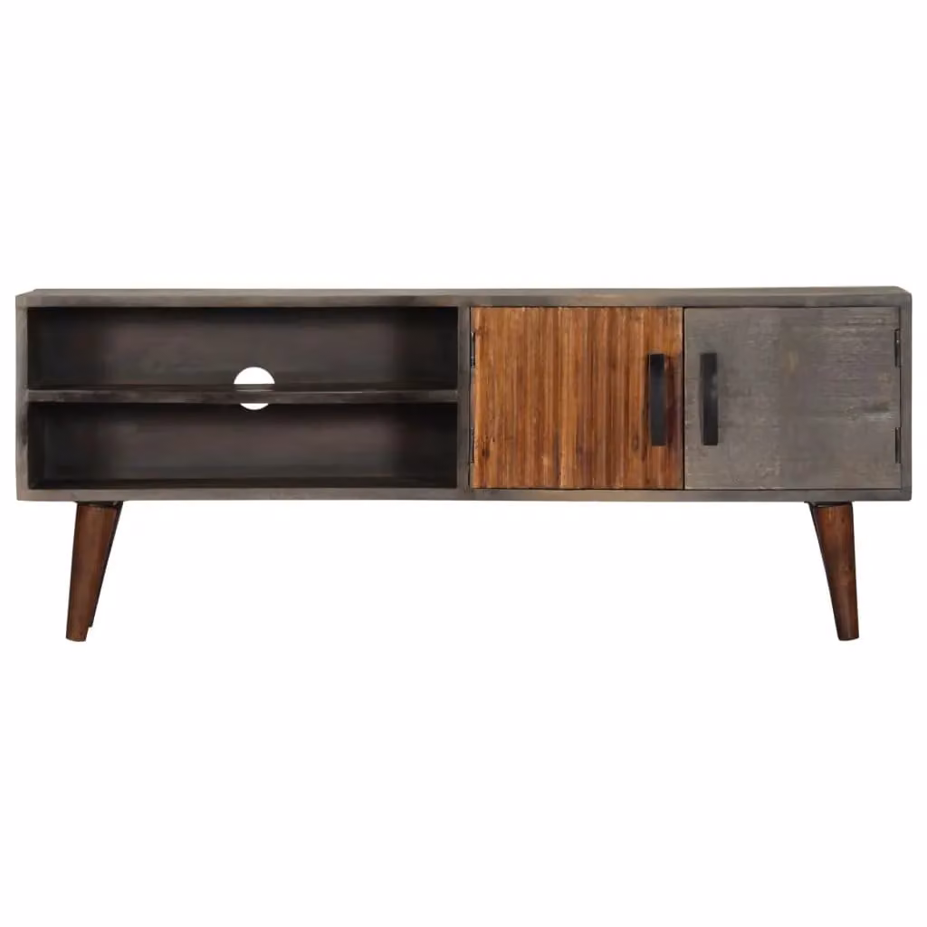 Berkfield Home Modern Grey Mango Wood TV Cabinet W/D/H: 130 x 30 x 46 cm – 2