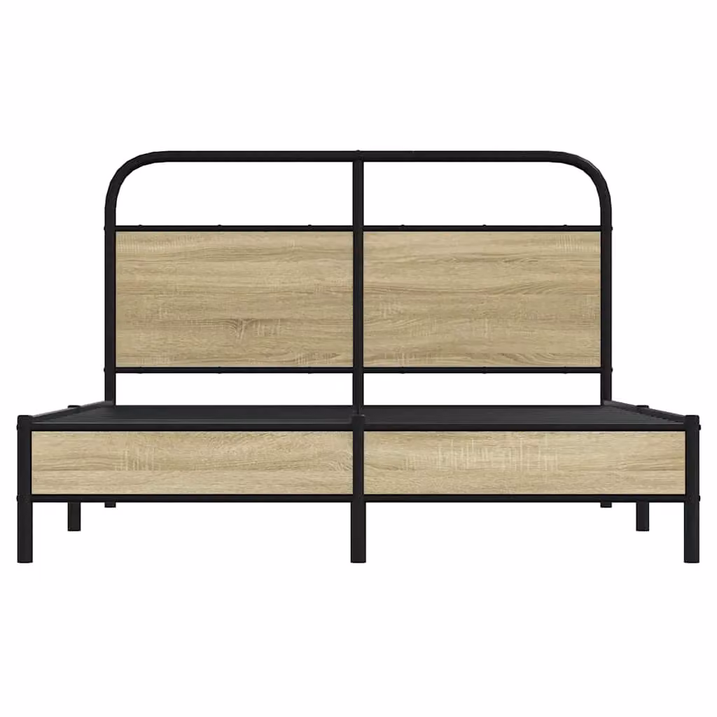 Berkfield Home Bed Frame in Sonoma Oak and Brown Engineered Wood with Metal Accents, W: 140 cm, L: 200 cm – 3