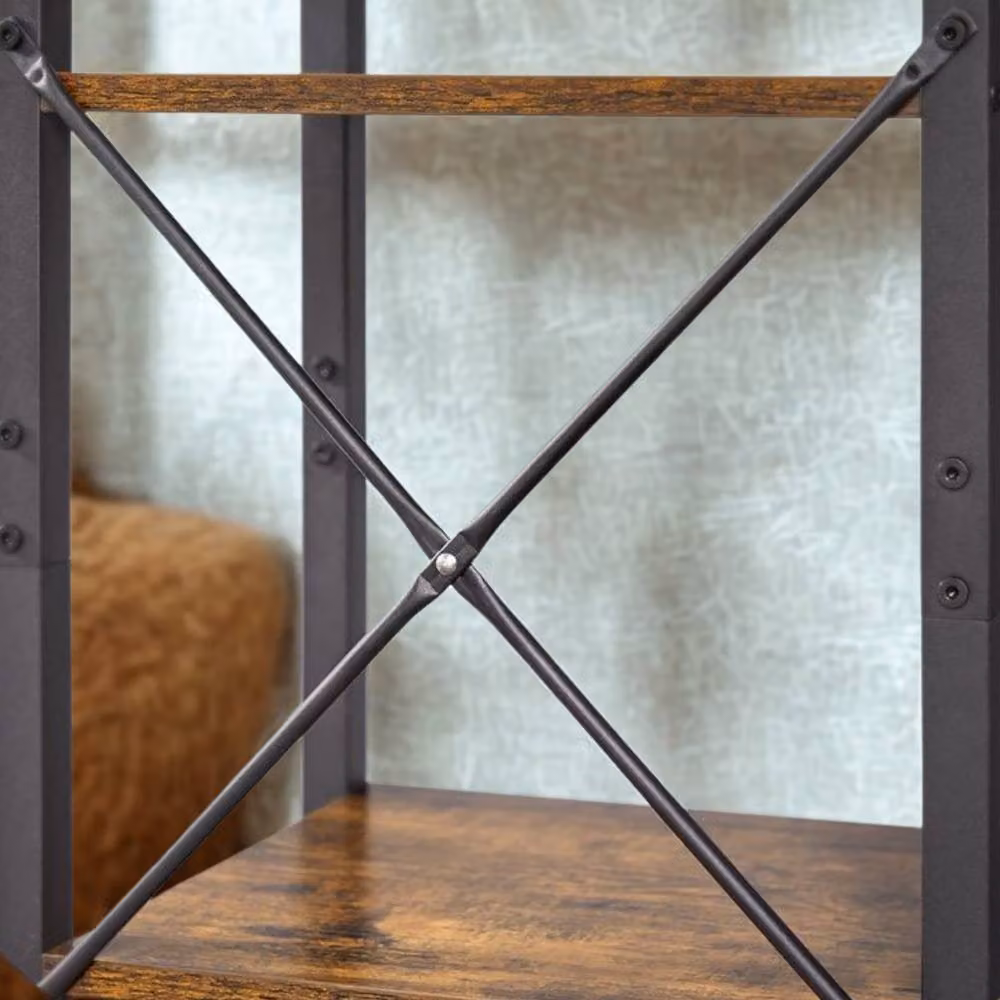 Pirlo Plush Industrial 6 Tier Tall Narrow Bookcase in Rustic Brown, W/D/H: 30 x 30 x 187.5 cm – 2