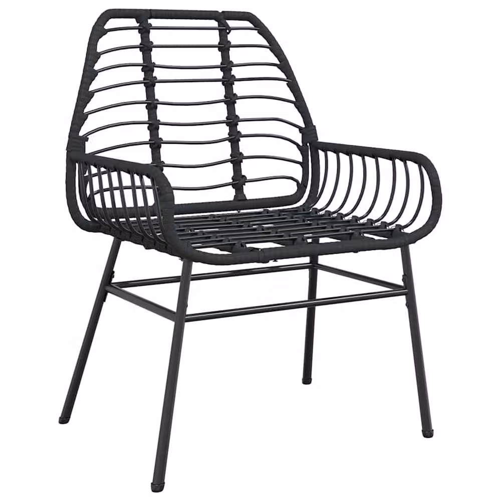 Berkfield Home 5 Piece Modern Garden Dining Set in Black Poly Rattan with Glass Top – 3