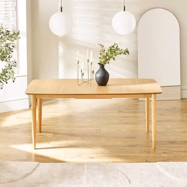 FurnitureboxUK Leif Rectangular Solid Wood Extending 6-8 Seater Dining Table in Light Brown