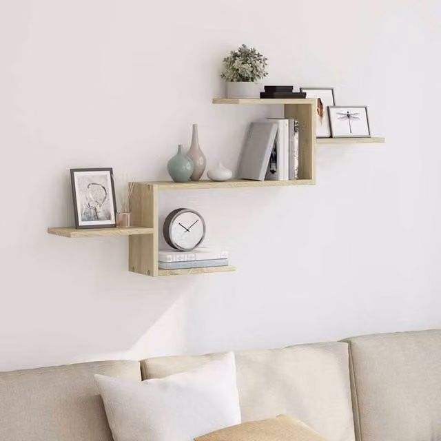 Berkfield Home Sonoma Oak Wall Shelf, Light Brown Engineered Wood, W/D/H: 104 x 15 x 49 cm