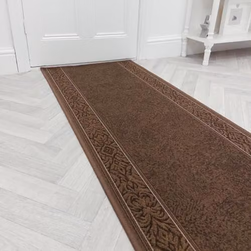 runrug Loop Pile Hallway Runner Rug in St Tropez Dark Brown, W: 100 cm, L: 300 cm – 1
