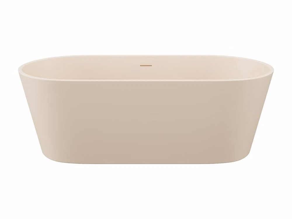 LUZECA Oval Acrylic Island Bath in Matt Beige, 255L, W/D/H: 159 x 74 x 56 cm – 2