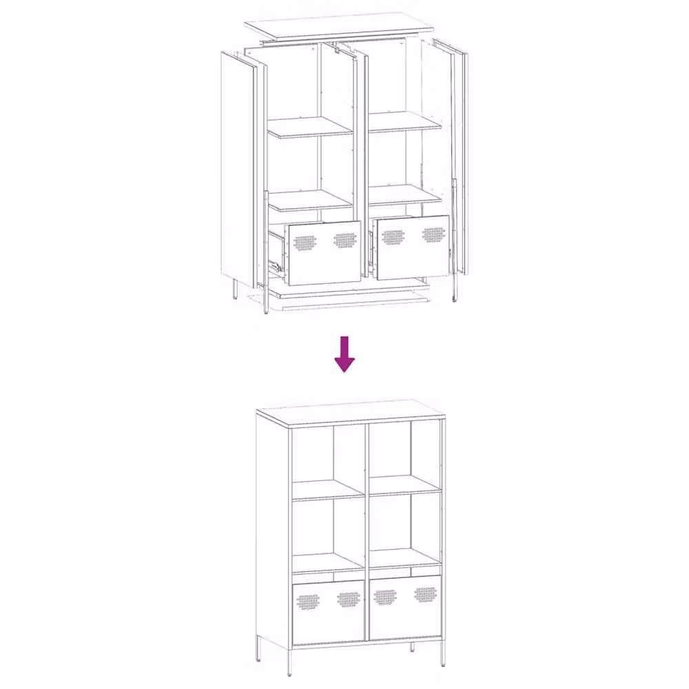 Berkfield Home Anthracite Highboard in Dark Grey Metal, W/D/H: 68 x 39 x 103.5 cm – 4