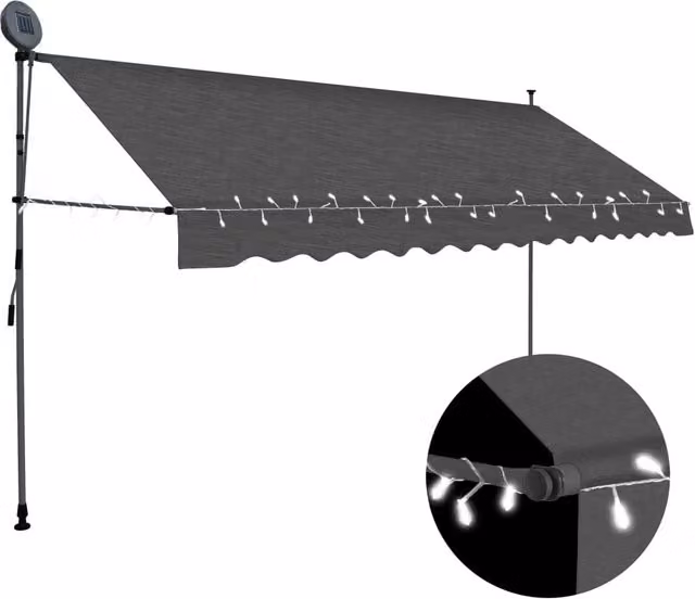 Berkfield Home Manual Retractable Awning with LED, Anthracite and Black, Width: 400 cm