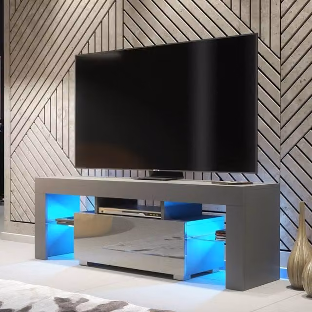 Creative Furniture Floe TV Unit in Grey with Glossy Finish, W/D/H: 130 x 35 x 45 cm