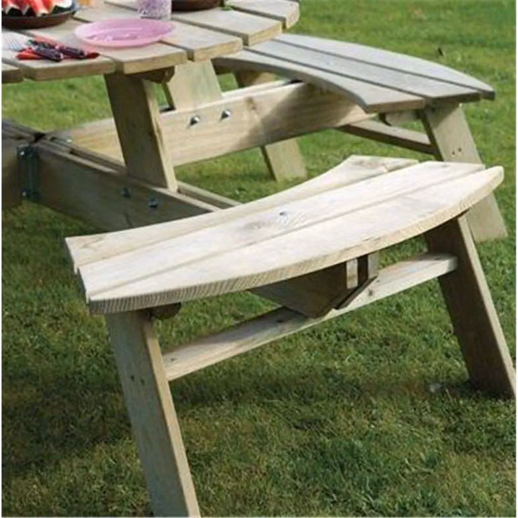 Cheshire Deluxe Round Picnic Garden Table in Light Oak – 3