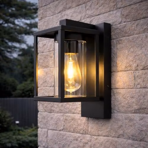 CGC Lighting Modern Black Outdoor Wall Light with E27 LED Bulb for Garden, Terrace and Hallway, H: 27.0 cm x W: 13.0 cm x D: 18.5 cm – 2