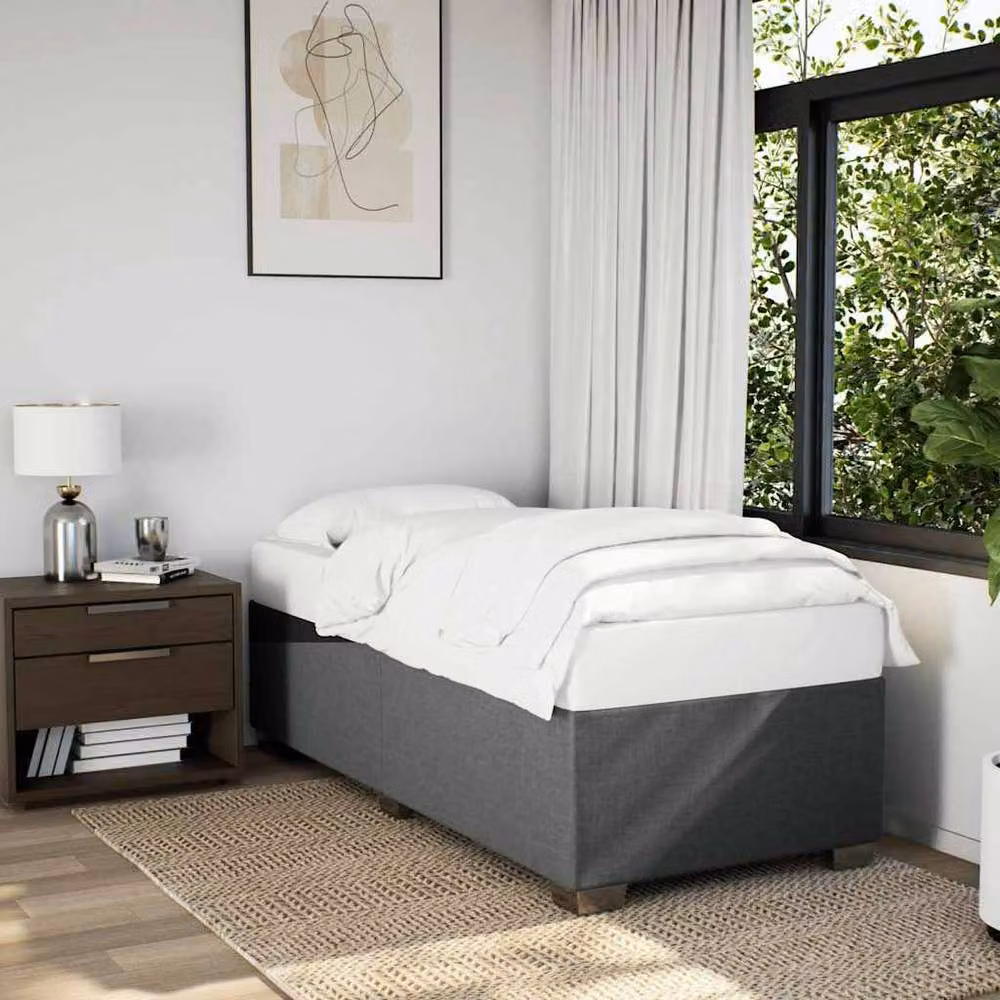 Berkfield Home Upholstered Fabric Bed Frame in Grey, Single, W: 90 cm, L: 200 cm – 2