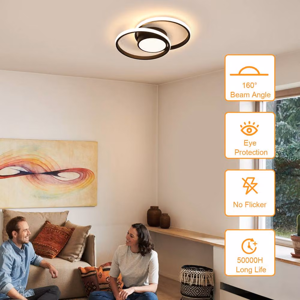 Pheashine 40W LED Ceiling Light in Black with Remote Control and Dimmable CCT Settings – 3