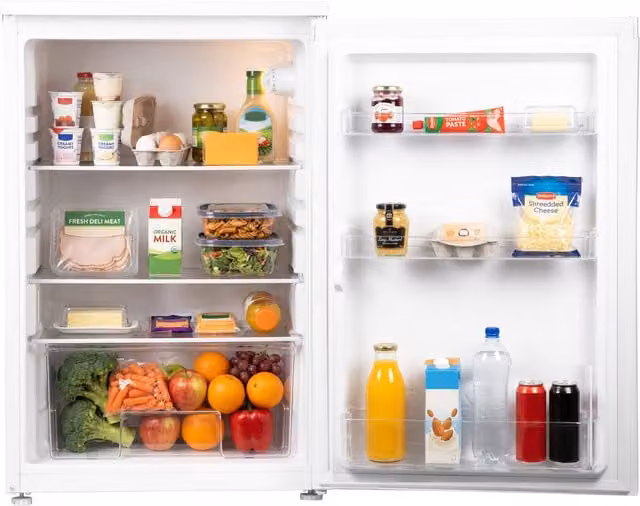 Willow 126L White Under Counter Fridge with Reversible Door and LED Interior Light, W: 55 cm, D: 39 cm, H: 55 cm