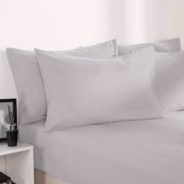OHS Silver Microfibre Plain Deep Fitted Bed Sheet, King Size, 180 x 200 cm – 1