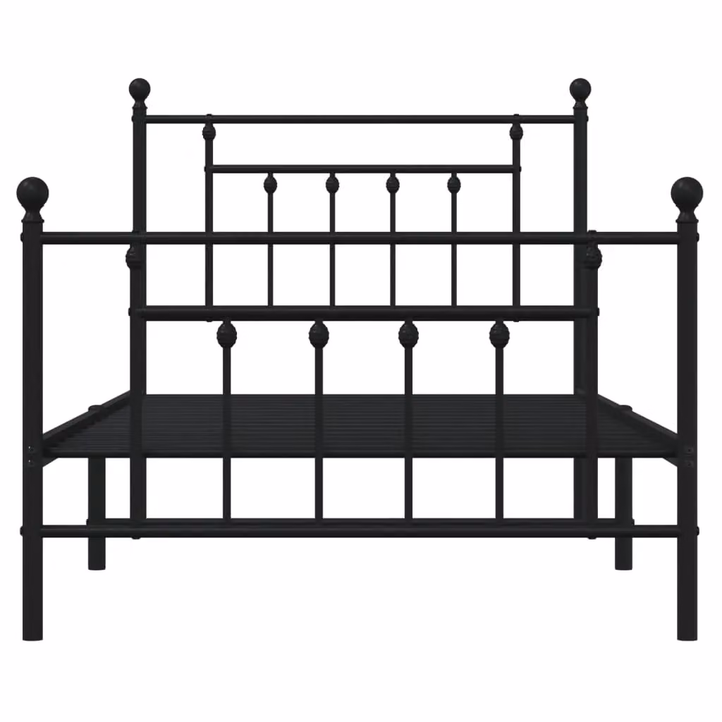 Berkfield Home Metal Bed Frame with Headboard and Footboard in Black, W/D/H: 100 x 190 cm – 3