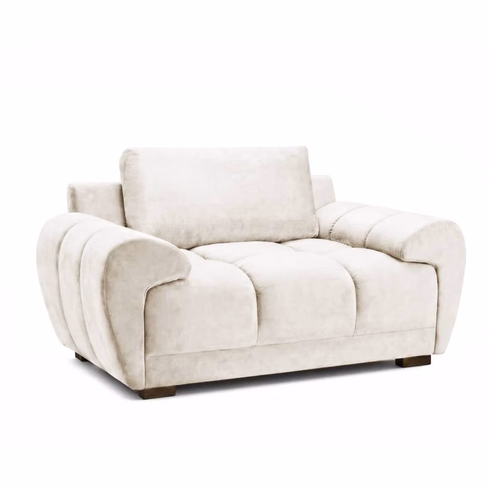 Furnishings For Less UK Zura Cream Fabric Large Armchair with Pillow Back and Wooden Legs – 2