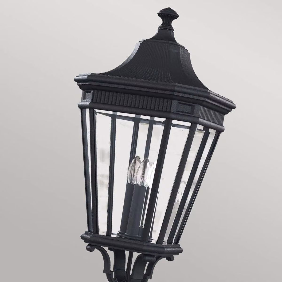 Netlighting Cotswold Lane 3 Light Large Outdoor Post Lantern in Black with Transparent Glass, IP44, E14 – 2