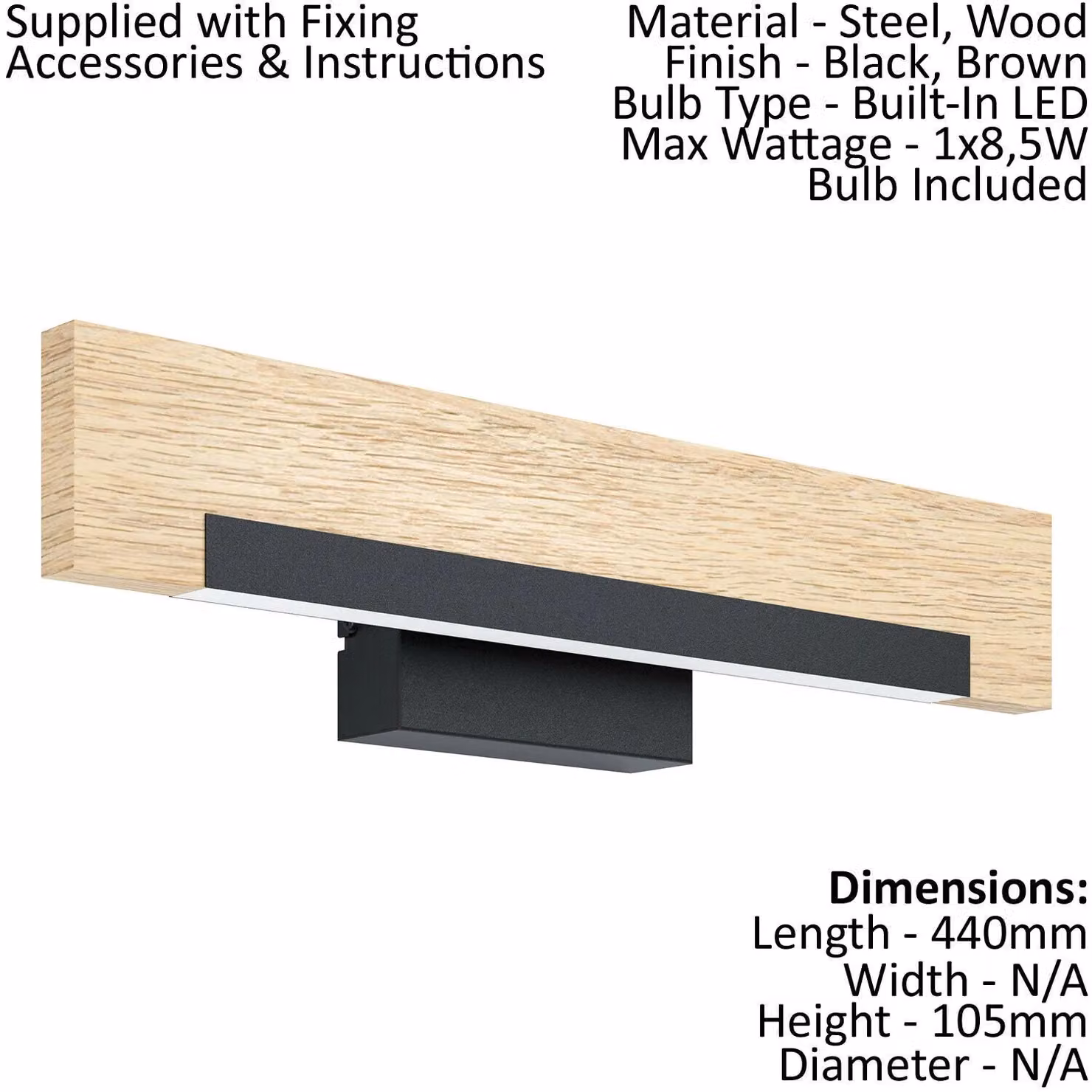 Loops Modern LED Wall Light with White Plastic Shade in Black and Brown – 2