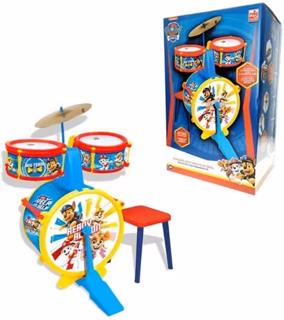 REIG Paw Patrol Musical Drum Set with Stool in Blue and Multicolour