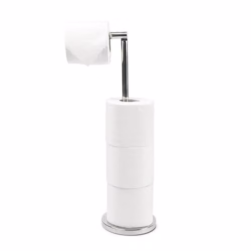 OHS Freestanding Stainless Steel Toilet Roll Holder in Silver – 1