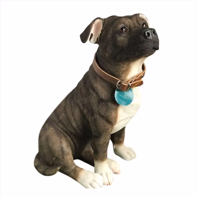Leonardo Animal Crackers Brindle Brown Staffordshire Bull Terrier Ceramic Dog Figurine, Height: 26 cm