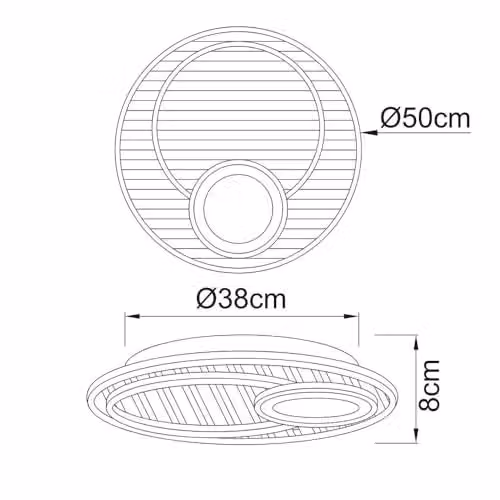 Globo Lighting Woody LED Ceiling Light, Black and Wood, Diameter: 50 cm – 5
