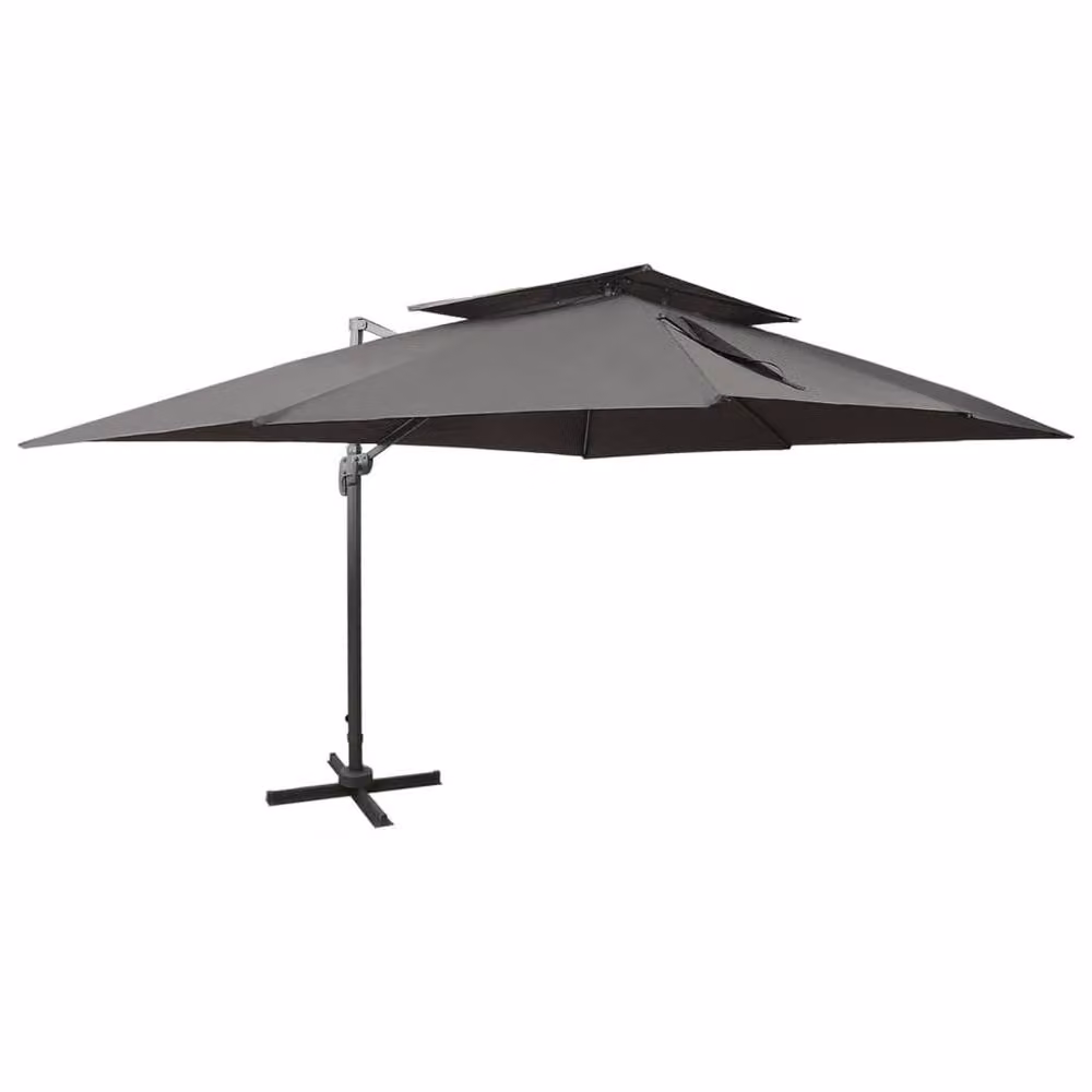 Berkfield Home Cantilever Garden Parasol with Double Top in Anthracite, W: 400 cm, D: 300 cm, H: 274 cm – 2