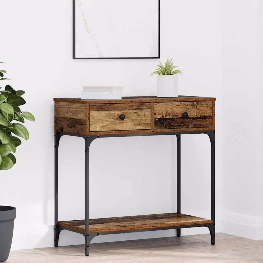 Berkfield Home Rustic Brown Wood Console Table, W/D/H: 75 x 34.5 x 75 cm – 2